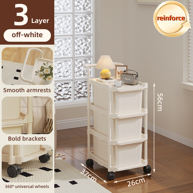 Cream White 3-Drawer Cart [Storage and Spinner Wheels]