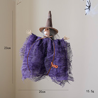 Décoration de fête d'Halloween : Pendentif fantôme sorcière en gaze à suspendre