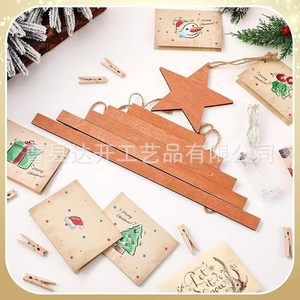 Wooden Christmas Tree Photo Frame Wall Decoration Multi Tiered With Star <b>Battery</b> <b>Operated</b> For Christmas Party Decor - Product Image 4