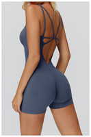 Aoyema-Combinaisons dos nu pour femmes, vêtements de sport croisés, combinaison sans couture en forme de U pour le cou, collants une pièce, shorts, combinaisons de yoga