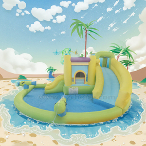 Scivolo d'Acqua Gonfiabile Commerciale Compatto <span class=keywords><strong>con</strong></span> Piscina, Castello Gonfiabile per Saltare e Nuotare, per Bambini e Giardino - Product Image 1