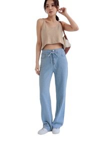 2024 mode bleu clair respirant Streetwear été doux taille moyenne droite Denim jean pour les filles - Product Image 2