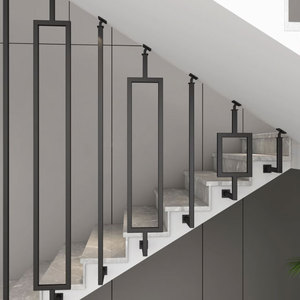 Piezas de escalera Escalera Nuevo diseño Decoración interior Cuadrado <span class=keywords><strong>dorado</strong></span> Balaustre de hierro forjado Barandilla de acero sólido - Product Image 2