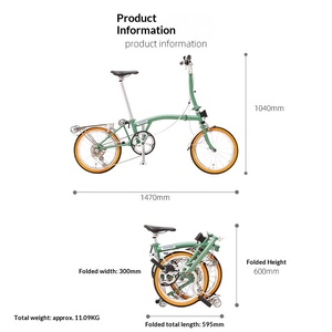 Ultra-light Three-Folding 16-Inch 7-Speed Double V Chromium Molybdenum Steel Retro Folding 85kg Load Capacity 1 7-speed Folding - Product Image 4