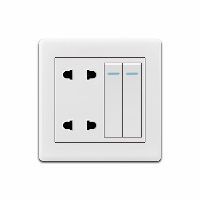 British Standard Home Wall Switches and Sockets 16A 2 Gang Switch 4 Pin Socket Outlet