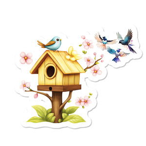 漫画の鳥の壁のステッカー環境に優しいPVC防水ダイカット抗UVコーティングカスタムサイズDIY装飾用耐引き裂き - Product Image 4