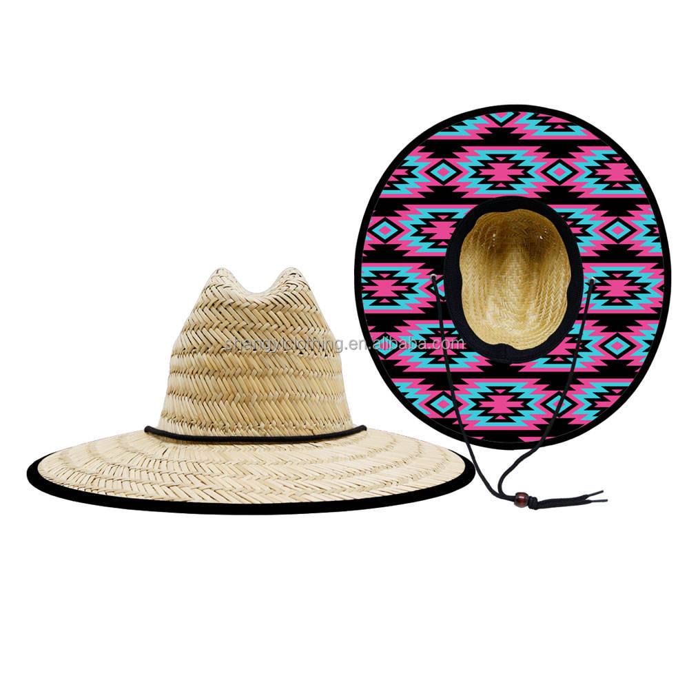 Custom Patch UPF Sun Block Wide Brim Sun Straw Hat Nature Tourism