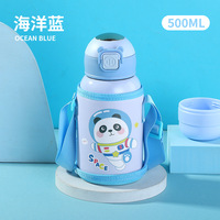 Botol air temperatur digital anak-anak, termos dinding ganda, terisolasi vakum, kartun, 316 stainless steel 500ml