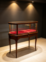 Vintage Ovale Schmuckvitrine mit LED-Beleuchtung und Anpassbarer Farbgebung für Luxus-Einzelhandel und Firmen-Showrooms