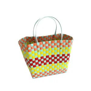 VBG1097- Fashionable Multicolor Tote Knitted Shoulder Bag Handbag Basket Bag For Women Girls Summer Beach Shopping Vacation