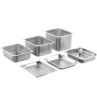 Edelstahl GN-Behälter mit Perforierung und Deckel, Stapelbare Gastronorm-Schale für Buffet, Catering und Restaurant
