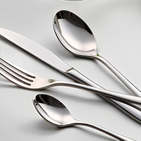 Venta al por mayor de fábrica: Juego de cubiertos de acero inoxidable 18/10 para hotel, cuchillo, tenedor y cuchara para restaurante occidental, cuchillo y tenedor para carne, platos y vajilla estilo americano.