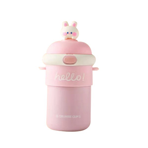 Vaso de Vidrio de Doble Pared con Pajita, a Prueba de Fugas, con Tapa de Dibujos Animados, Portátil, para Niñas, Estudiantes, Regreso a Clases, Uso en el Hogar - Product Image 5