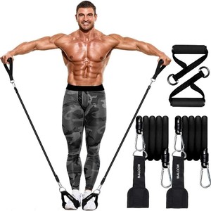 Resistance <b>Bands</b> Set with <b>Workout</b> Bar Pilates Bar Kit Exercise Elastic <b>Band</b> with Handles and Door Anchor for Whole Body Training - Product Image 4