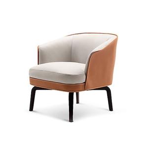 Modern Single <b>Sofa</b> Chair White Leather Brown Frame Modular Living Room Furniture <b>Support</b> Structure - Product Image 4