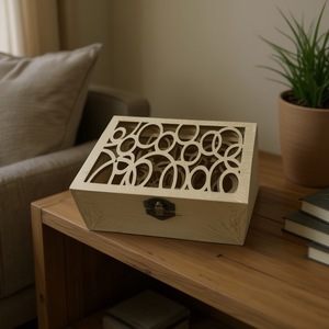 Wooden Box Three Piece Set Decorative Storage Box With Carved Design For Home Decoration 1 Pcs - Product Image 3