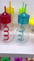 Gobelets transparents en PET pour fête à lumière RVB de 500ml avec couvercle en paille pour boire, tasse promotionnelle de 16oz pour mariages, noël, fête à la maison