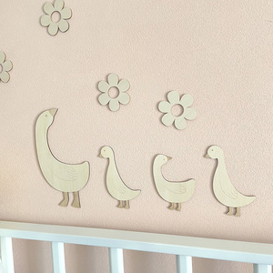 Autocollant mural en bois en forme de canard de dessin animé, motif floral rustique innovant, petit animal en bois, idéal pour le bricolage et la peinture - Product Image 3