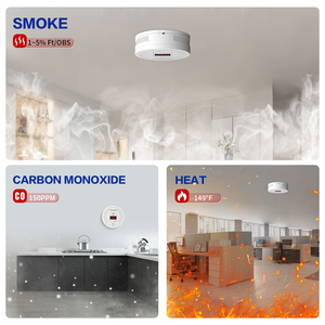 Détecteur <span class=keywords><strong>de</strong></span> <span class=keywords><strong>monoxyde</strong></span> <span class=keywords><strong>de</strong></span> <span class=keywords><strong>carbone</strong></span> et <span class=keywords><strong>de</strong></span> fumée 3 en 1 avec écran LCD, fonctionne sur piles, alarme combinée CO, fumée et chaleur, capteur pour norme américaine - Product Image 6