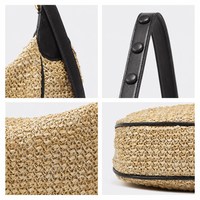 Sac à bandoulière en paille tressée tendance, vente en gros, sac de plage d'été personnalisé OEM, sac à main de luxe à porter sous le bras, prix de fournisseur en gros d'usine