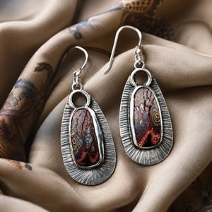 Orecchini pendenti colorati da donna, stile etnico vintage, accessori per l'uso quotidiano - Product Image 1