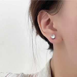 S925 Sterling <b>Silver</b> <b>Stud</b> Earrings Purple Zirconia Geometric Design Everyday Wear Women Fine Jewelry - Product Image 3