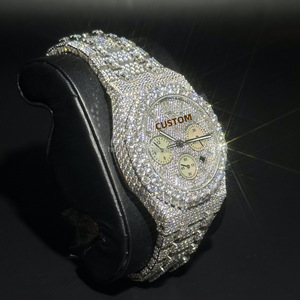 Nouvel arrivage Montre-bracelet à quartz de luxe pour hommes Original Moissanite Diamond Chronograph Pointer Dial 43mm Business Band Antique - Product Image 2