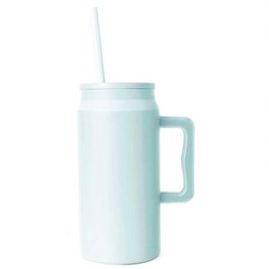 Mug de voyage isotherme en acier inoxydable haute capacité 50 oz, couleurs assorties, style dessin animé, avec poignée et paille, pour le camping, logo personnalisé - Product Image 3