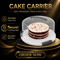 Support de transport pour gâteaux en plastique transparent avec couvercle, hermétique, sans BPA, compatible lave-vaisselle, portable, pour desserts et fêtes