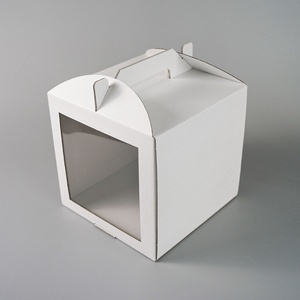 Handle-Equipped Cake Paper <b>Box</b> <b>White</b> Customizable Handle Sturdy Paper <b>Box</b> - Product Image 5