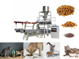 Precio de fábrica conejo animal perro gato pescado alimentación Pellet línea de producción doble tornillo máquina extrusora de alimentos para mascotas