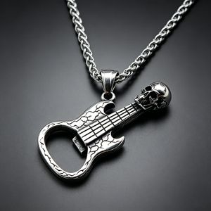 yunnique Skeleton Guitar Pendant <b>Titanium</b> Steel Necklace Unisex Party Jewelry <b>Chain</b> Accessory - Product Image 1