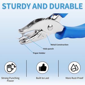 <span class=keywords><strong>Perforatrice</strong></span> à un trou avec poignée souple, <span class=keywords><strong>perforatrice</strong></span> à petit trou de 6 mm (1/4 po) pour travaux manuels, albums photo, capacité de 6 feuilles, étiquettes, billets - Product Image 3