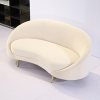 Canapé de salon courbe de Style nordique crémeux 170cm moderne hôtel appartement pieds en métal décor de mariage minimaliste lune Loft canapé