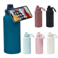 2024 couleur personnalisée 12oz enduit de poudre en acier inoxydable Thermos flacon aimant bouteille d'eau magnétique support pour téléphone portable cadeaux d'affaires