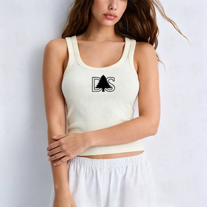 Débardeur côtelé personnalisé OEM pour femme, avec logo brodé, col en V, coupe courte, en coton, vente en gros - Product Image 3