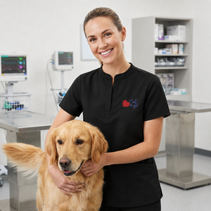 Ensemble d'uniformes vétérinaires brodés sur mesure avec logo cœur et chat pour le personnel d'hôpital vétérinaire - Product Image 5