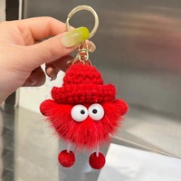 En gros, porte-clés, pendentif elfe, breloque de sac et breloque de sac à dos en fausse fourrure de vison mignonne en forme de briquette