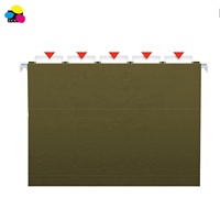 Carpeta de archivos de suspensión colgante de papel Kraft verde oscuro Tab transparente 5 pestañas