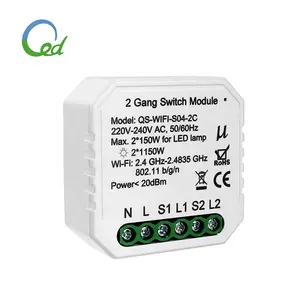 Aiove estilo iot 2 gang 230v wifi, interruptor de parede para casa inteligente, mini caixa, interruptor de controle remoto sem fio