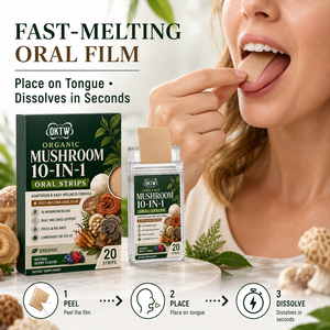 OKTW Bandes Orales Bio aux Champignons 10-en-1 à Dissolution Rapide Saveur Baies Soutien Immunitaire Clarté Mentale Bien-être 20 Bandes - Product Image 3