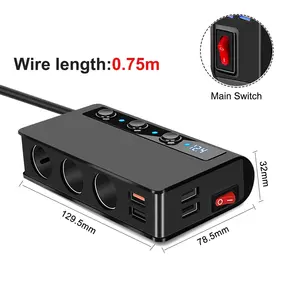 Cargador de Coche SLW002 de 180W con 4 Puertos USB, Carga Rápida QC3.0, Adaptador de Enchufe Divisor de 12V/24V - Product Image 6