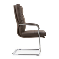 Chaise de visiteur en cuir marron empilable moderne avec accoudoirs pour bureau, salle de conférence et réunion - Vente en gros