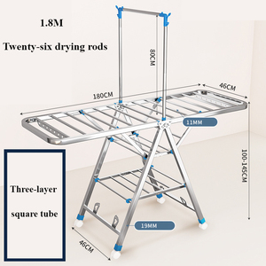 Ev paslanmaz çelik katlanabilir elbise rafı ejderha kapısı şekli kurutma raf salıncak tarzı gerilebilir bez raf - Product Image 2