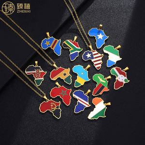 ZHENXI – collier pendentif en acier inoxydable, plaqué or 18K, résistant au ternissement, carte <span class=keywords><strong>africaine</strong></span>, de la malaisie, du Nigeria et du Ghana, pour femmes, 2022 - Product Image 2