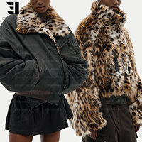 Veste bomber réversible en fausse fourrure léopard LARSUR Custom Factory, veste tactique utilitaire courte, veste de pilote en nylon satiné MA 1 MA-1