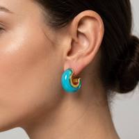 JUSNOVA - Aros Ovalados de Acero Inoxidable al por Mayor, Chapados en Oro de 18k PVD, con Resina Degradada Colorida, Joyería de Moda para Mujer, Estilo Veraniego