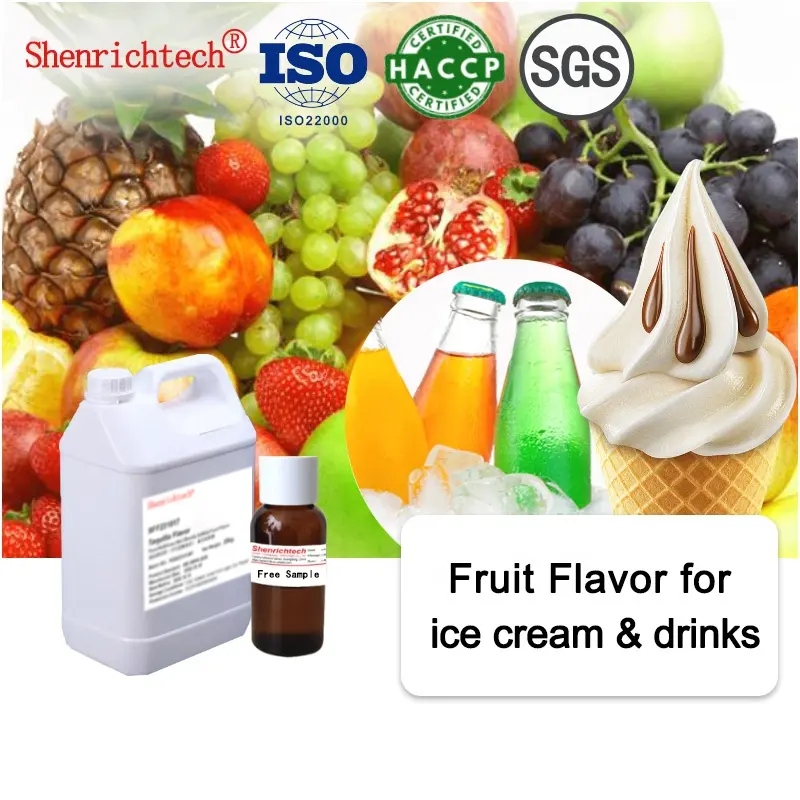 80 + 열대 과일 복숭아 망고 딸기 사과 바나나 음식 맛 탄산 음료를위한 에센스 소프트 소다 음료 아이스크림