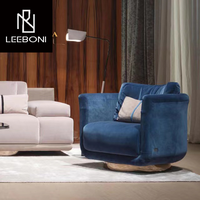 Haut luxueux moderne personnalisé salon unique base dorée bleu velours luxe loisirs canapé chaise