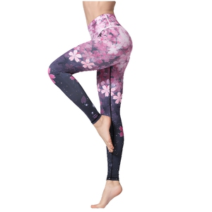 Women's High Waist <b>Floral</b> Print Yoga <b>Leggings</b> Full Length Four-Way Stretch Spandex Polyester Pants - Product Image 1